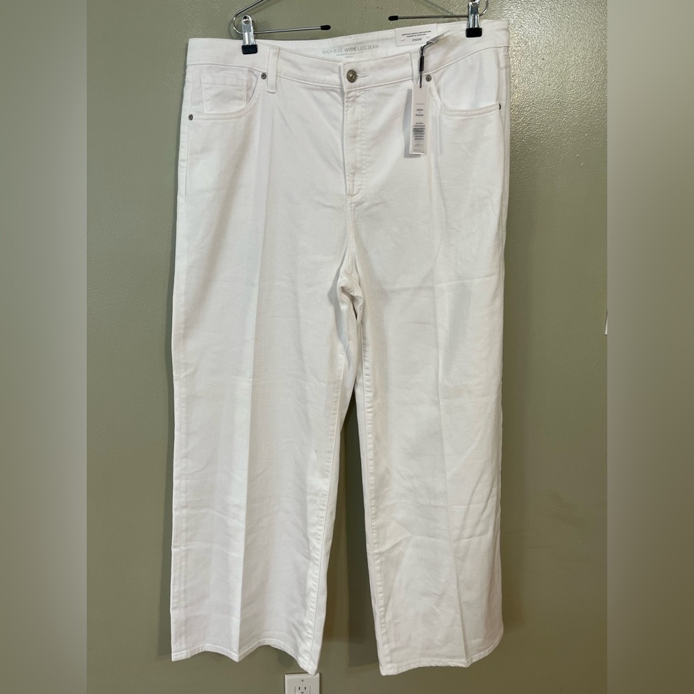 Chicos Womens High Rise Wide Leg White Womens Plus Jeans Size 20R NWT